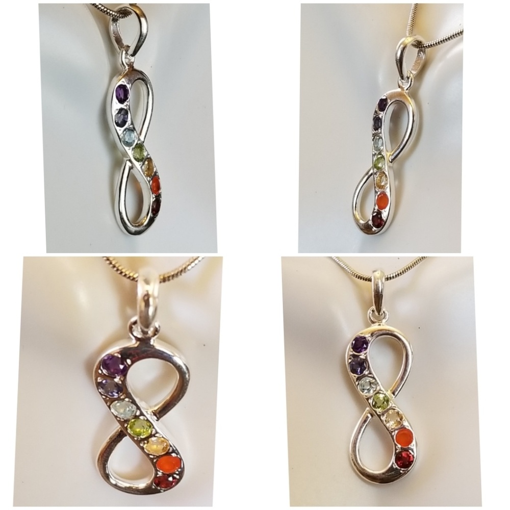 Genuine Gems Healing Infinity Chakra Pendant 1.5" - Picture 2 of 4